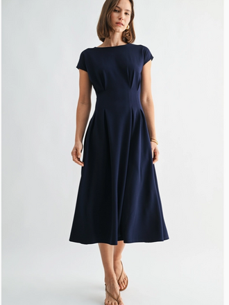 Fun2Fun Pin Tuck Detail Knit Midi Dress