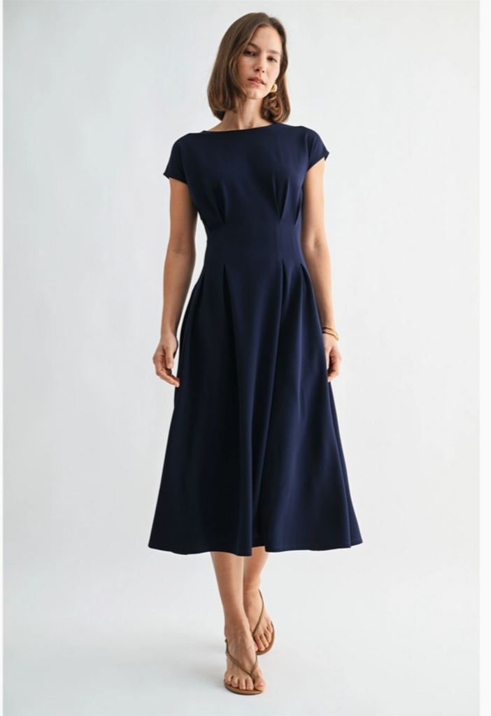 Fun2Fun Pin Tuck Detail Knit Midi Dress