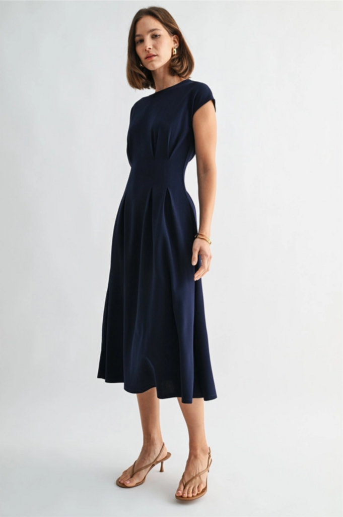 Fun2Fun Pin Tuck Detail Knit Midi Dress