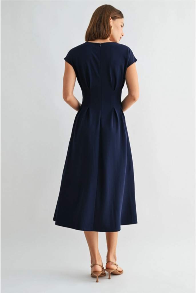 Fun2Fun Pin Tuck Detail Knit Midi Dress