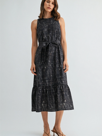 Fun2Fun Sleeveless Belt Tie Midi Dress