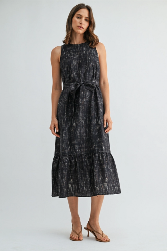 Fun2Fun Sleeveless Belt Tie Midi Dress