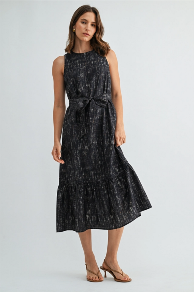 Fun2Fun Sleeveless Belt Tie Midi Dress