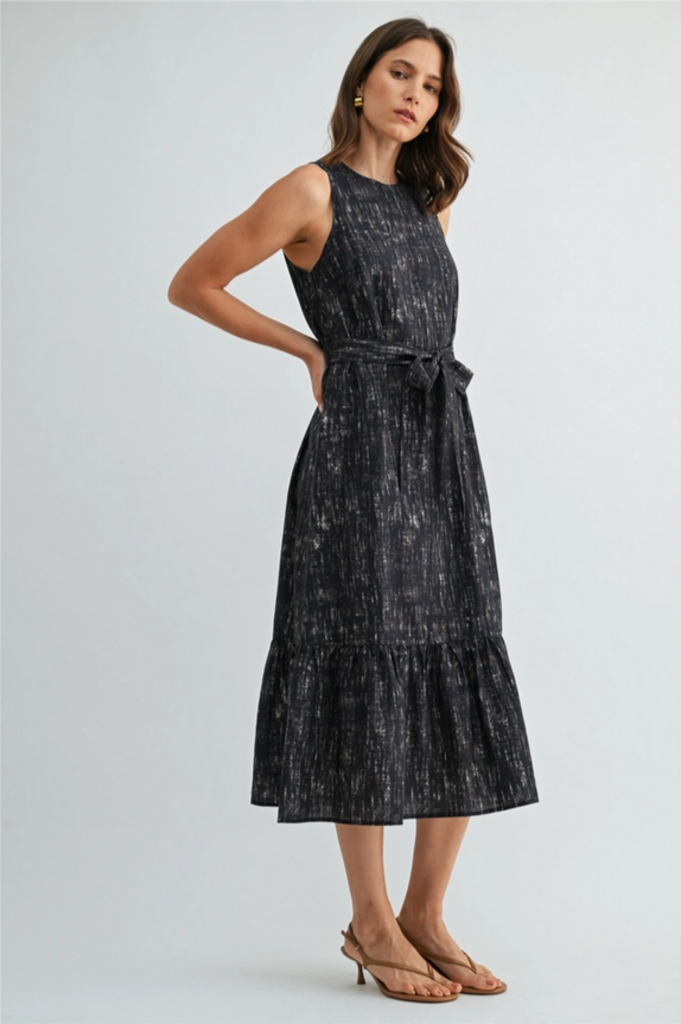 Fun2Fun Sleeveless Belt Tie Midi Dress