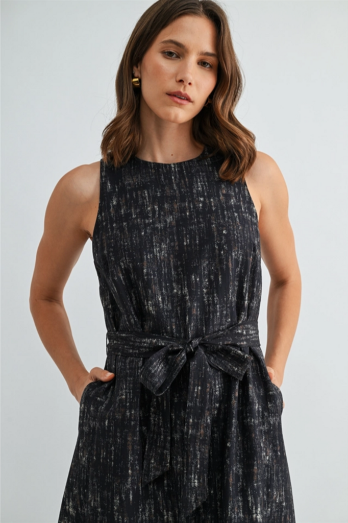 Fun2Fun Sleeveless Belt Tie Midi Dress