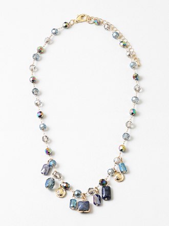 Blue Suede Jewels Beaded Necklace in Montana Blue