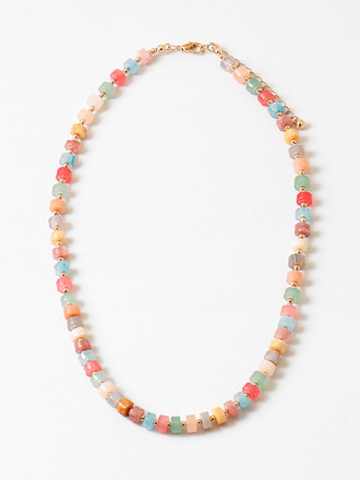 Blue Suede Jewels Pastel Multi-Stone Beaded Necklace