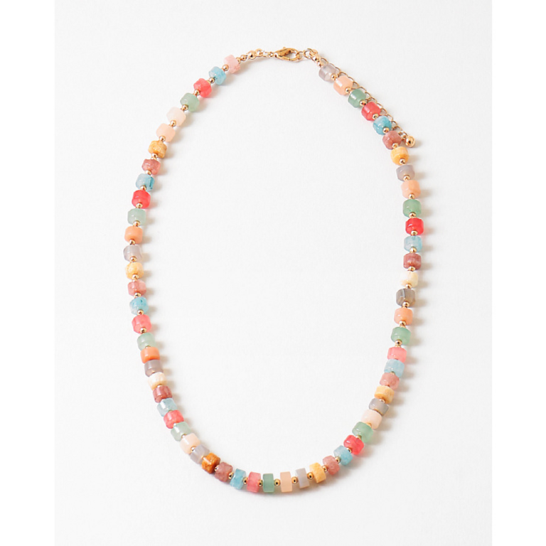 Blue Suede Jewels Pastel Multi-Stone Beaded Necklace