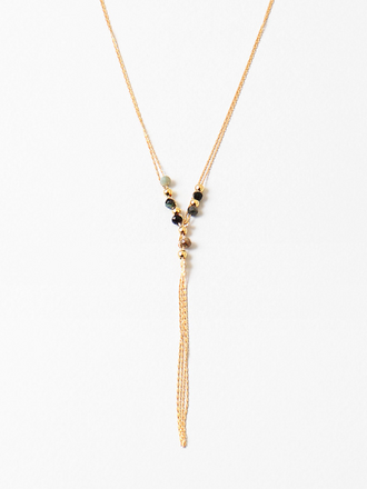 Blue Suede Jewels Delicate Beaded Tassel Necklace