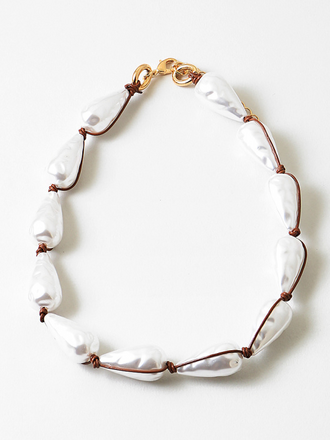 Blue Suede Jewels Organic Pearl Cord Statement Necklace