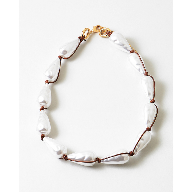 Blue Suede Jewels Organic Pearl Cord Statement Necklace