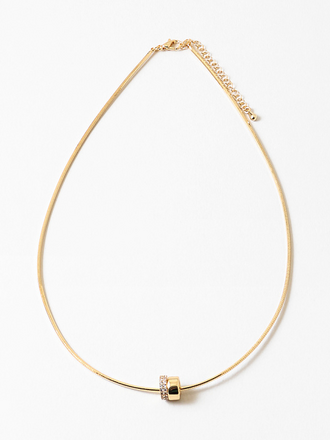 Blue Suede Jewels Gold Pavé Barrel Snake Chain Necklace
