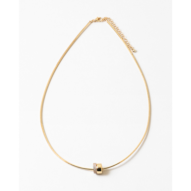 Blue Suede Jewels Gold Pavé Barrel Snake Chain Necklace