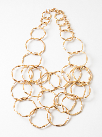 Blue Suede Jewels Hammered Gold Circle Statement Necklace