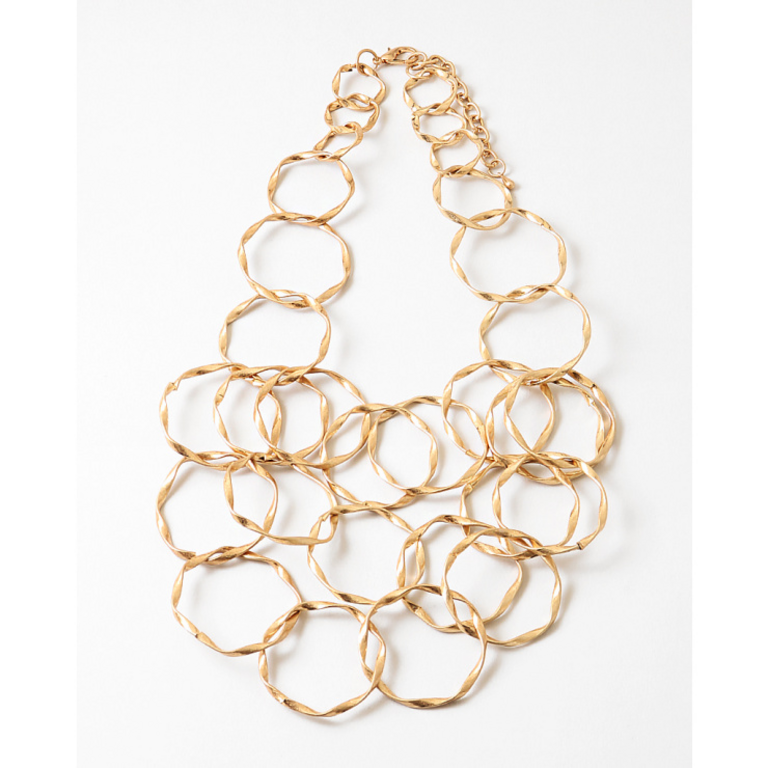 Blue Suede Jewels Hammered Gold Circle Statement Necklace