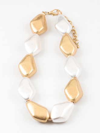 Blue Suede Jewels Two-Tone Organic Link Statement Necklace