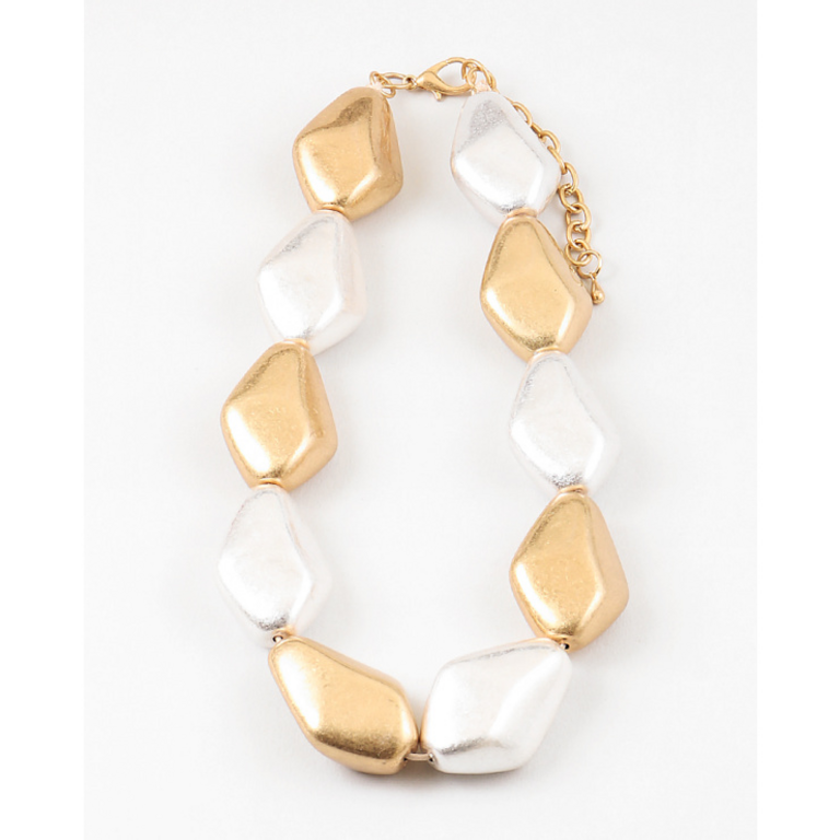 Blue Suede Jewels Two-Tone Organic Link Statement Necklace