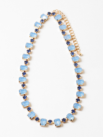Blue Suede Jewels Blue Opalescent Crystal Tennis Necklace