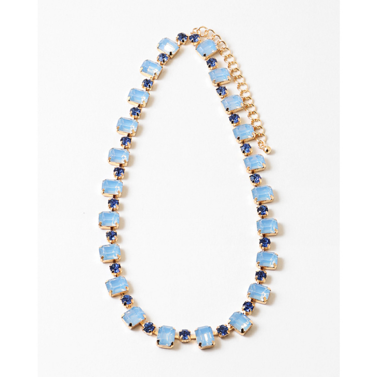 Blue Suede Jewels Blue Opalescent Crystal Tennis Necklace