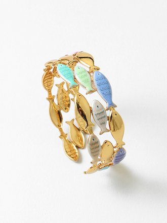 Blue Suede Jewels Coastal Fish Open Cuff Bracelet