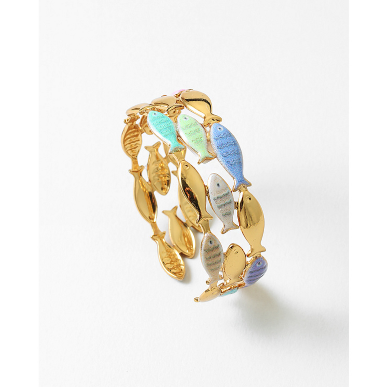 Blue Suede Jewels Coastal Fish Open Cuff Bracelet
