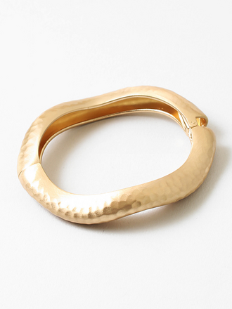 Blue Suede Jewels Organic Hammered Gold Hinge Bangle Bracelet