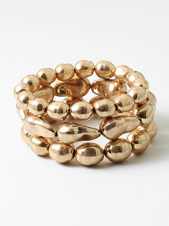 Blue Suede Jewels Gold Organic Bead Stretch Bracelet Set