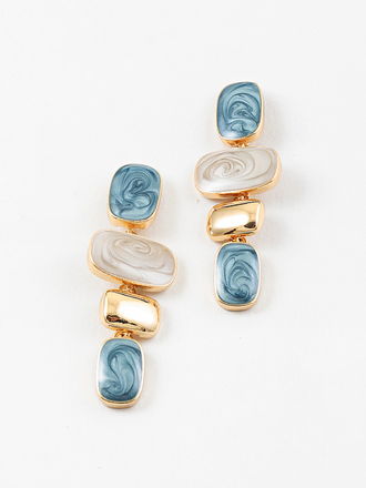 Blue Suede Jewels Blue & Ivory Marbled Drop Earrings