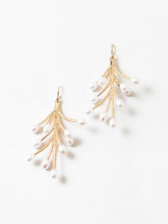 Blue Suede Jewels Faux Pearl Branch Drop Earrings