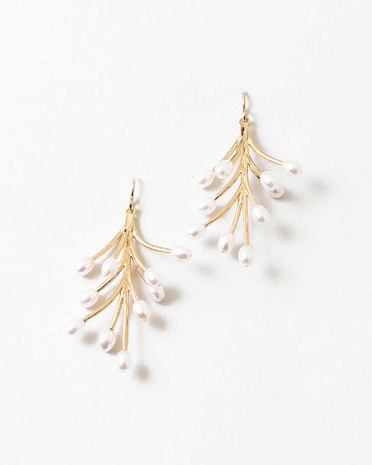 Blue Suede Jewels Faux Pearl Branch Drop Earrings