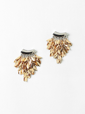 Blue Suede Jewels Mixed Metal Fringe Statement Earrings
