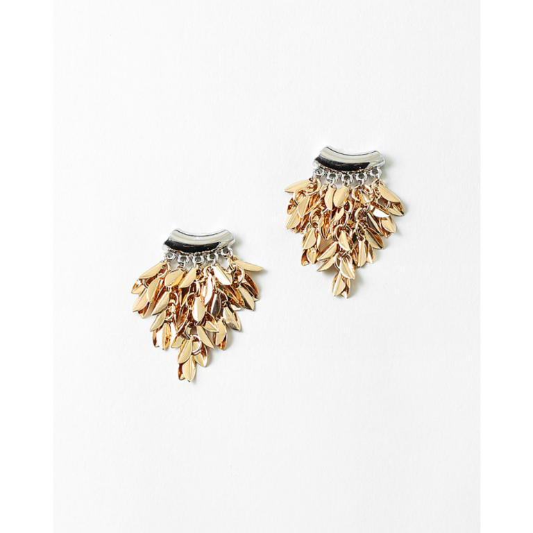 Blue Suede Jewels Mixed Metal Fringe Statement Earrings