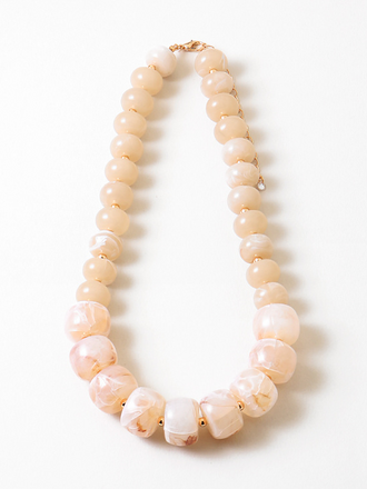 Blue Suede Jewels Blush Statement Beaded Necklace
