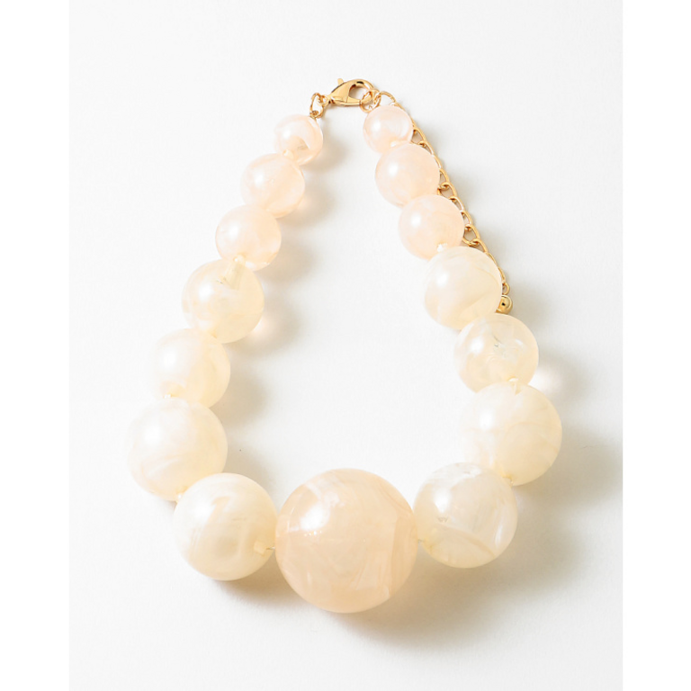 Blue Suede Jewels Graduated Ivory Marbled Resin Statement Necklace