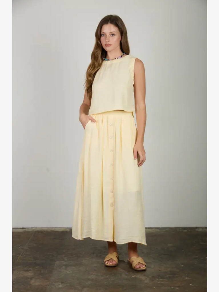Blu Pepper Textured Button Detail Skirt