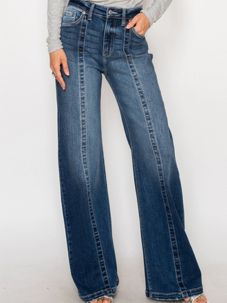 Artemis Vintage Eco High Rise Relaxed Flare Jeans with Seam Detail