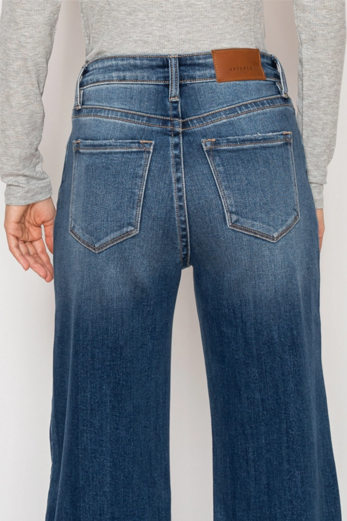 Artemis Vintage Eco High Rise Relaxed Flare Jeans with Seam Detail