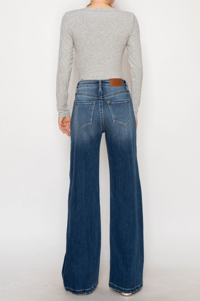 Artemis Vintage Eco High Rise Relaxed Flare Jeans with Seam Detail