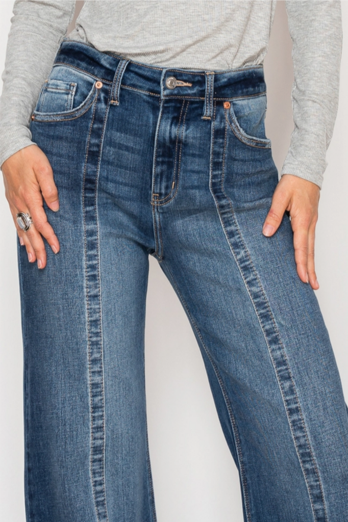 Artemis Vintage Eco High Rise Relaxed Flare Jeans with Seam Detail