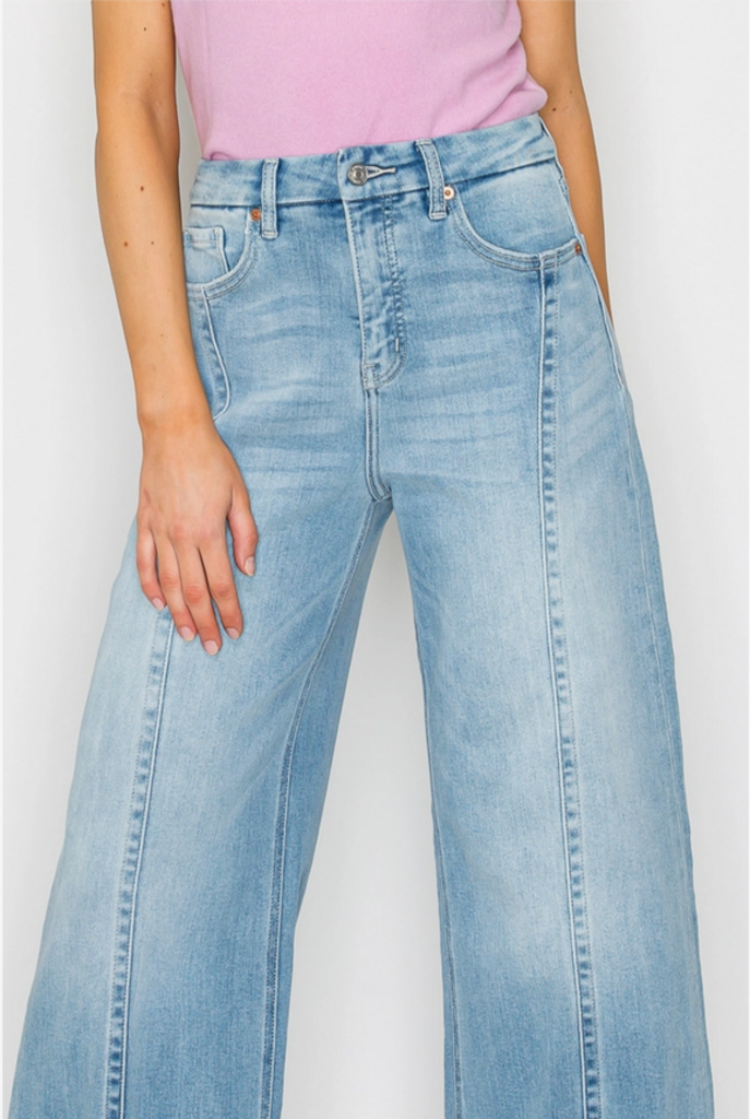 Artemis Vintage Eco Inseam Wide Leg Jeans with Convertible Snap Cuff