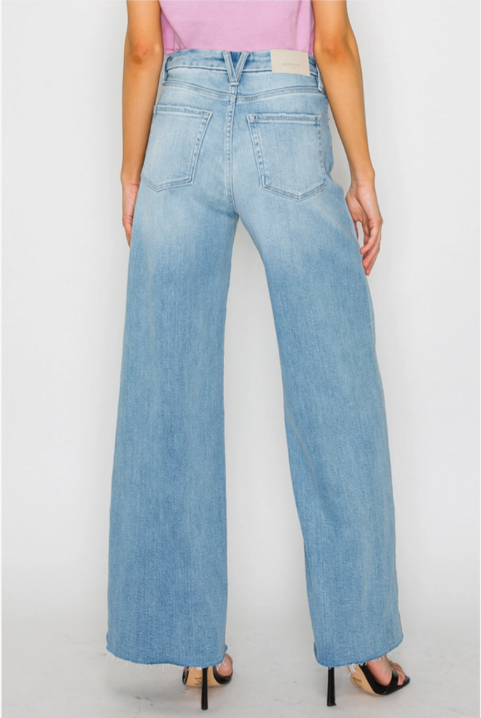 Artemis Vintage Eco Inseam Wide Leg Jeans with Convertible Snap Cuff