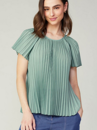 Current Air Pleated Bouse W/Black Stripe Detailed