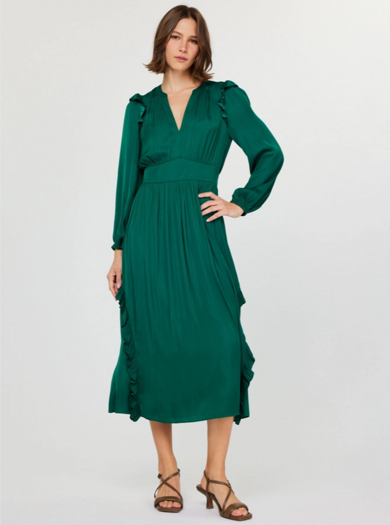 Current Air Current Air Ruffled Detail Maxi Dress in Emerald Green