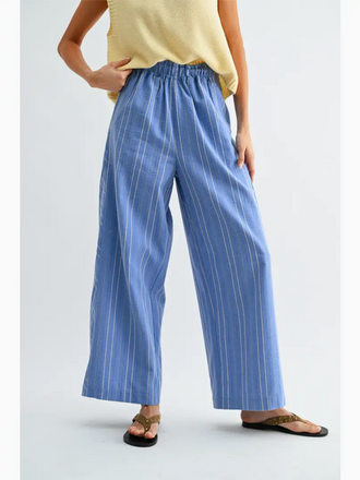 Camellia Pinstripe Wide-Leg Trousers
