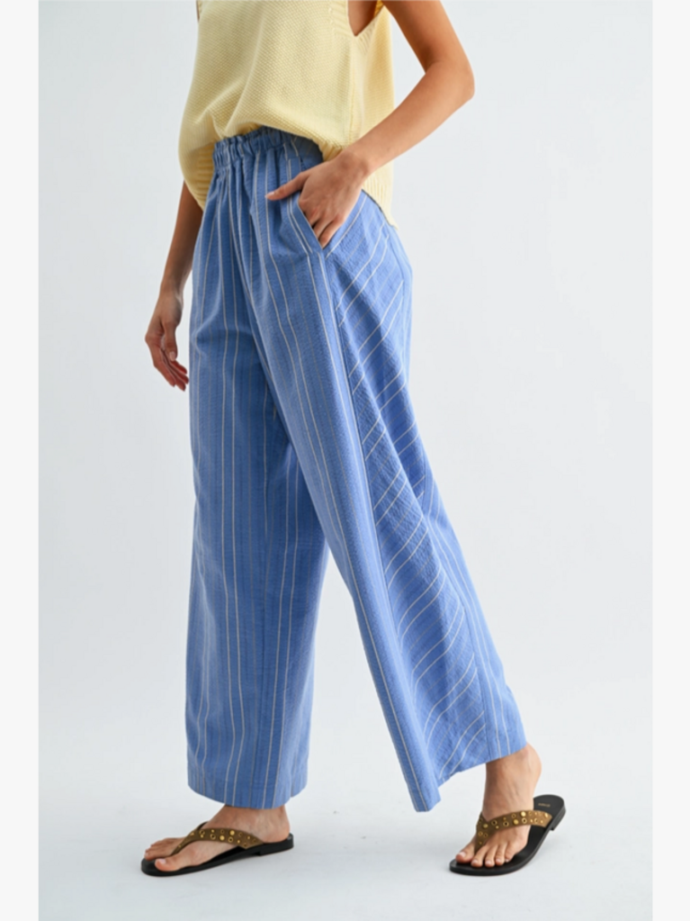 Camellia Pinstripe Wide-Leg Trousers