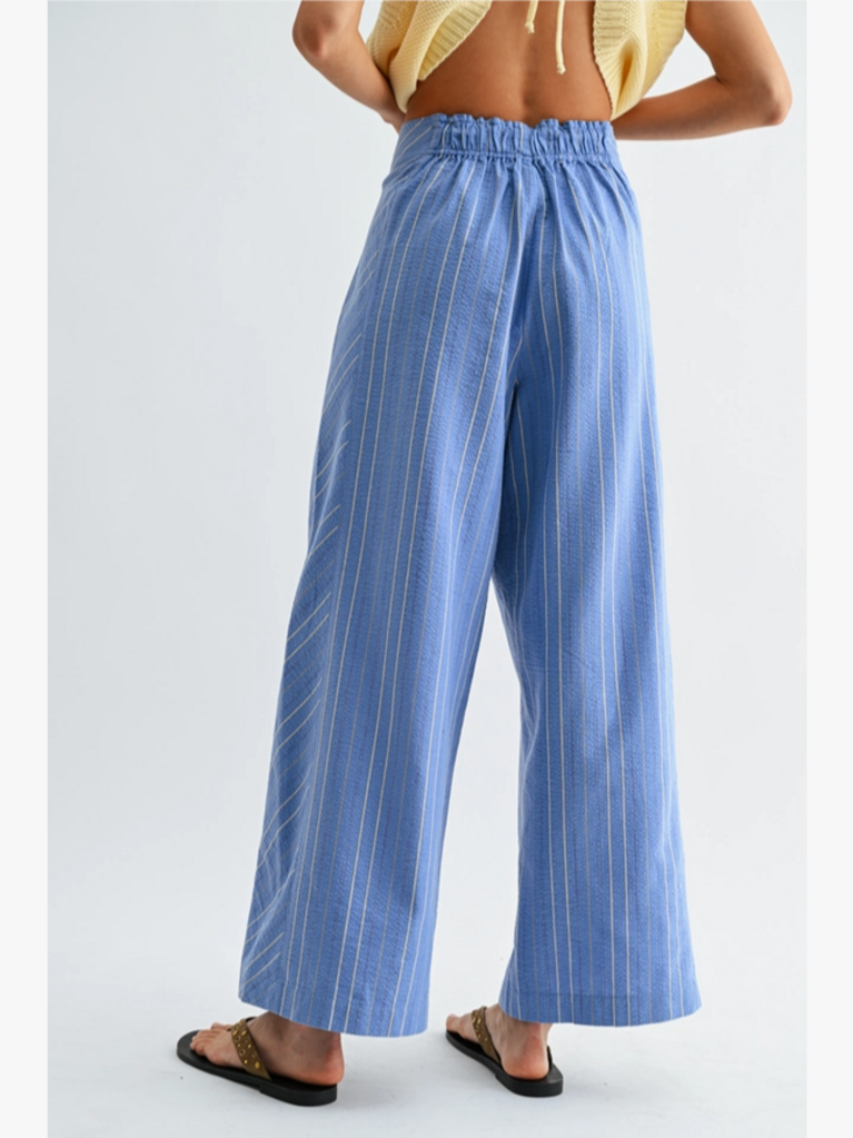 Camellia Pinstripe Wide-Leg Trousers