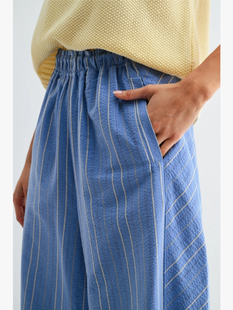 Camellia Pinstripe Wide-Leg Trousers