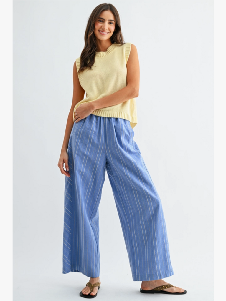 Camellia Pinstripe Wide-Leg Trousers