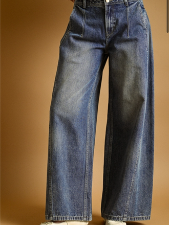 Miou Muse Wide Leg Jeans with Side Pleats