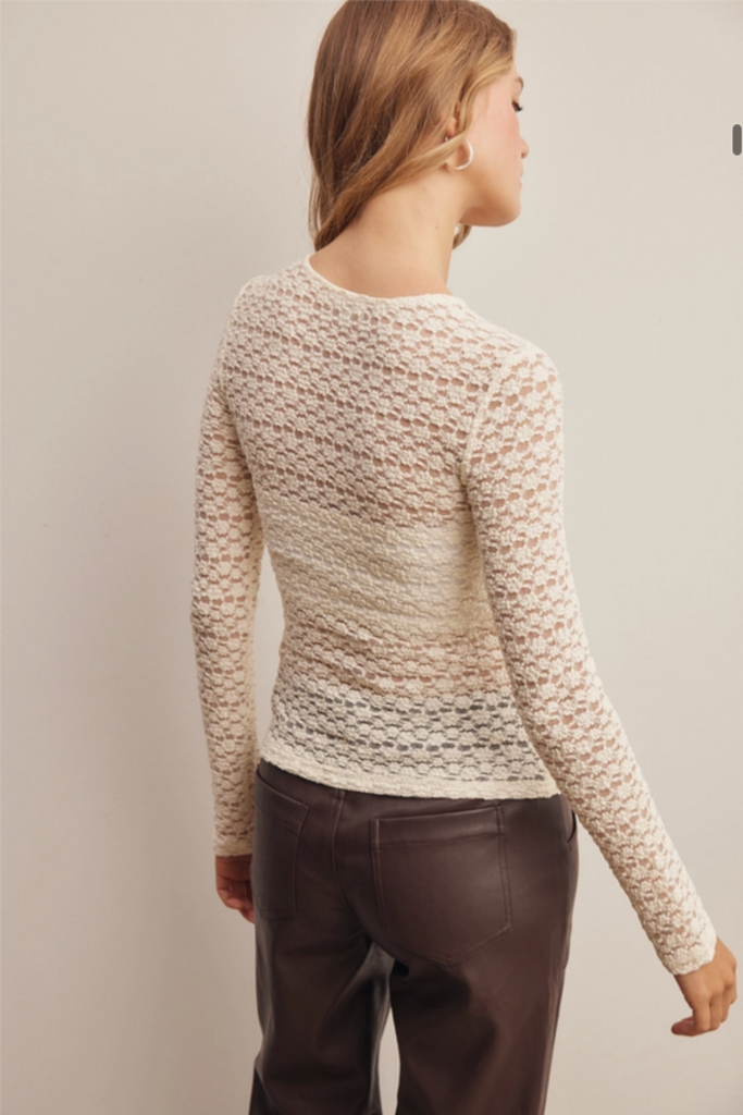 Forte Stretch Floral Lace Knit Top